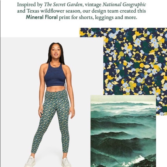 Outdoor voices mineral blooms techsweat leggings 7/8 blue green move free - Picture 1 of 8